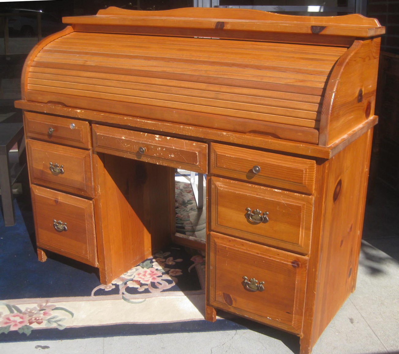UHURU FURNITURE & COLLECTIBLES SOLD Pine Roll Top Desk 60