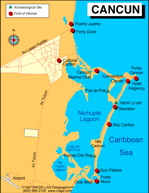 Map of Cancun City Area Map of Mexico Regional Political Geography